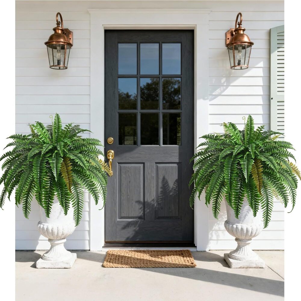 2PCS 45in Fake Ferns- Large Artificial Plants Outdoor, UV Resistant Artificial